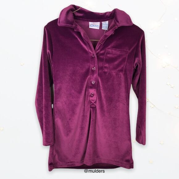 Vintage In Design Purple Velour Kids Dress Size Medium - Picture 1 of 4